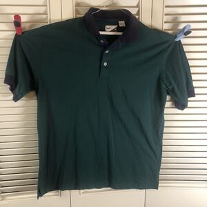 Vintage 80s 90s Staff by Wilson Polo Shirt Green With Maroon/Blue Collar Nice